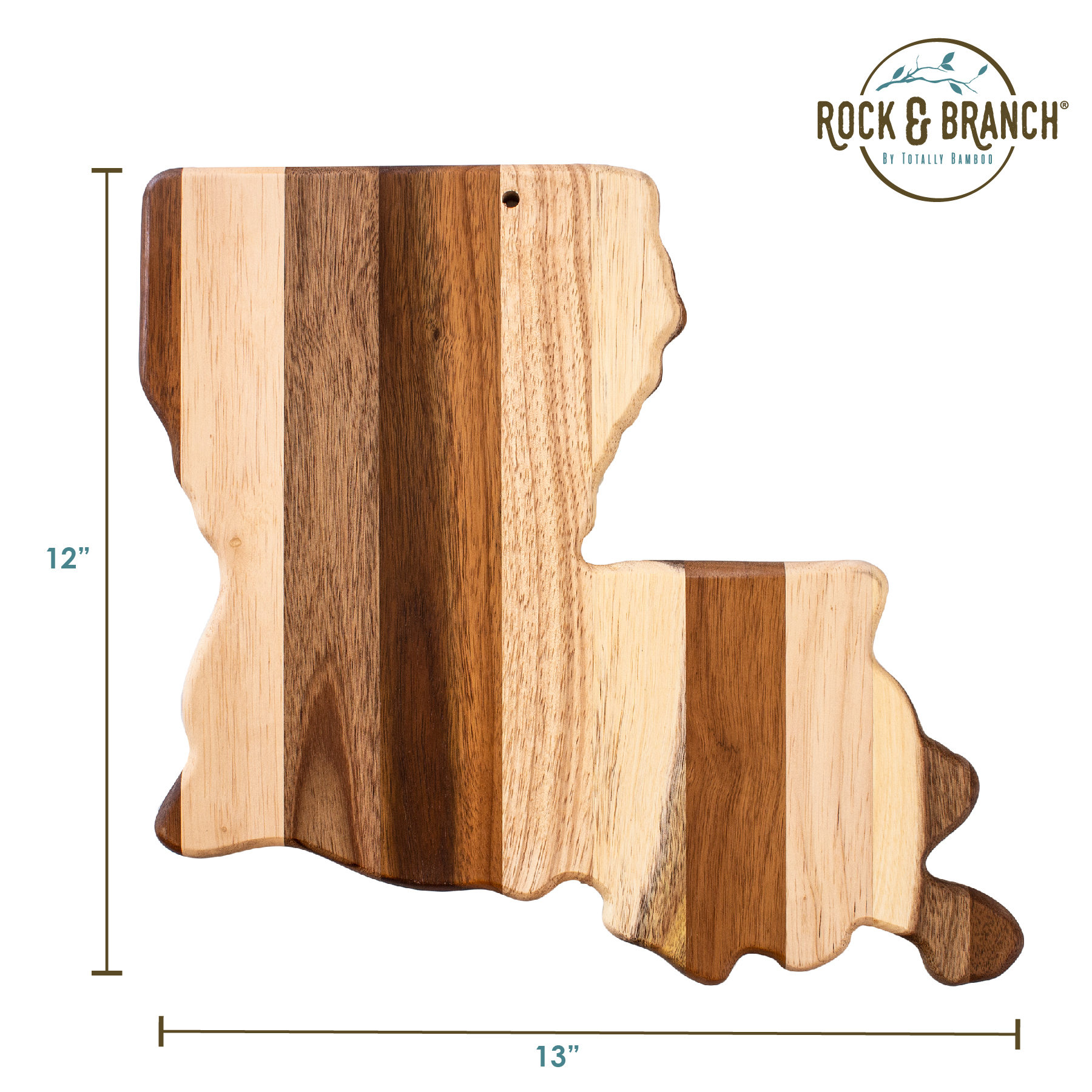 Rock & Branch® Shiplap Series Louisiana State Shaped Wood Serving and Cutting Board 8