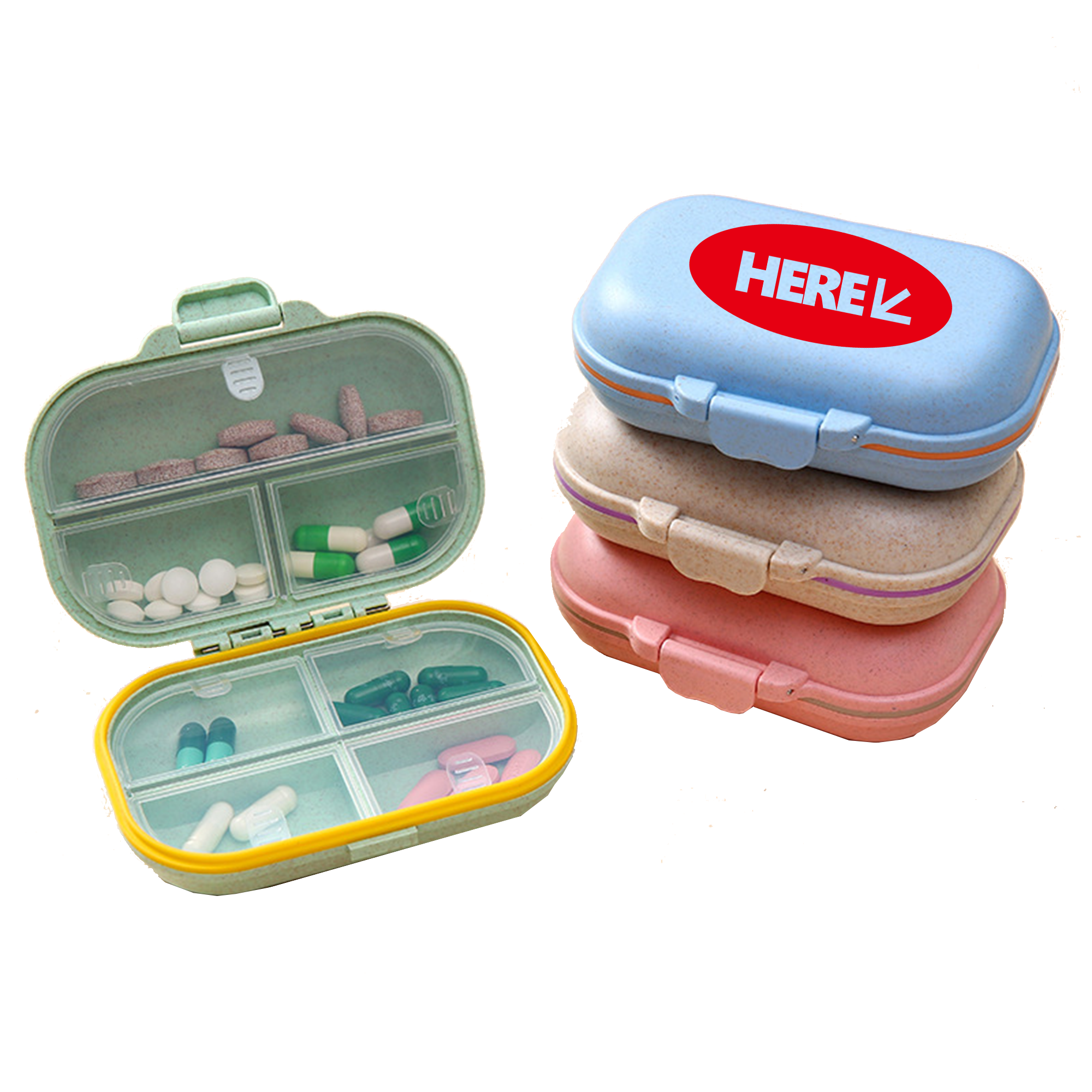 Wheat Portable 7-Compartment Pill Box 3
