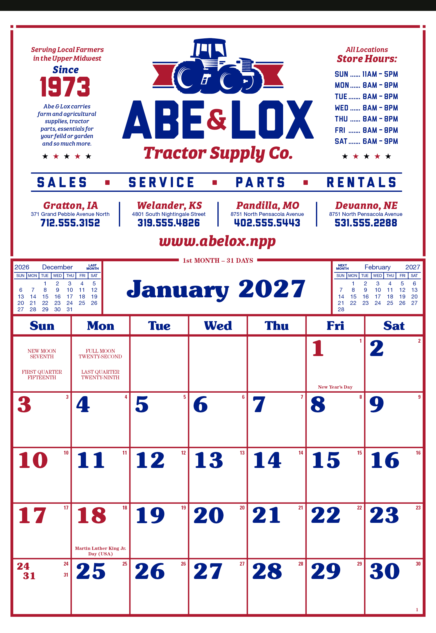 Skinner & Kennedy® Commercial 12-Sheet Calendar 7