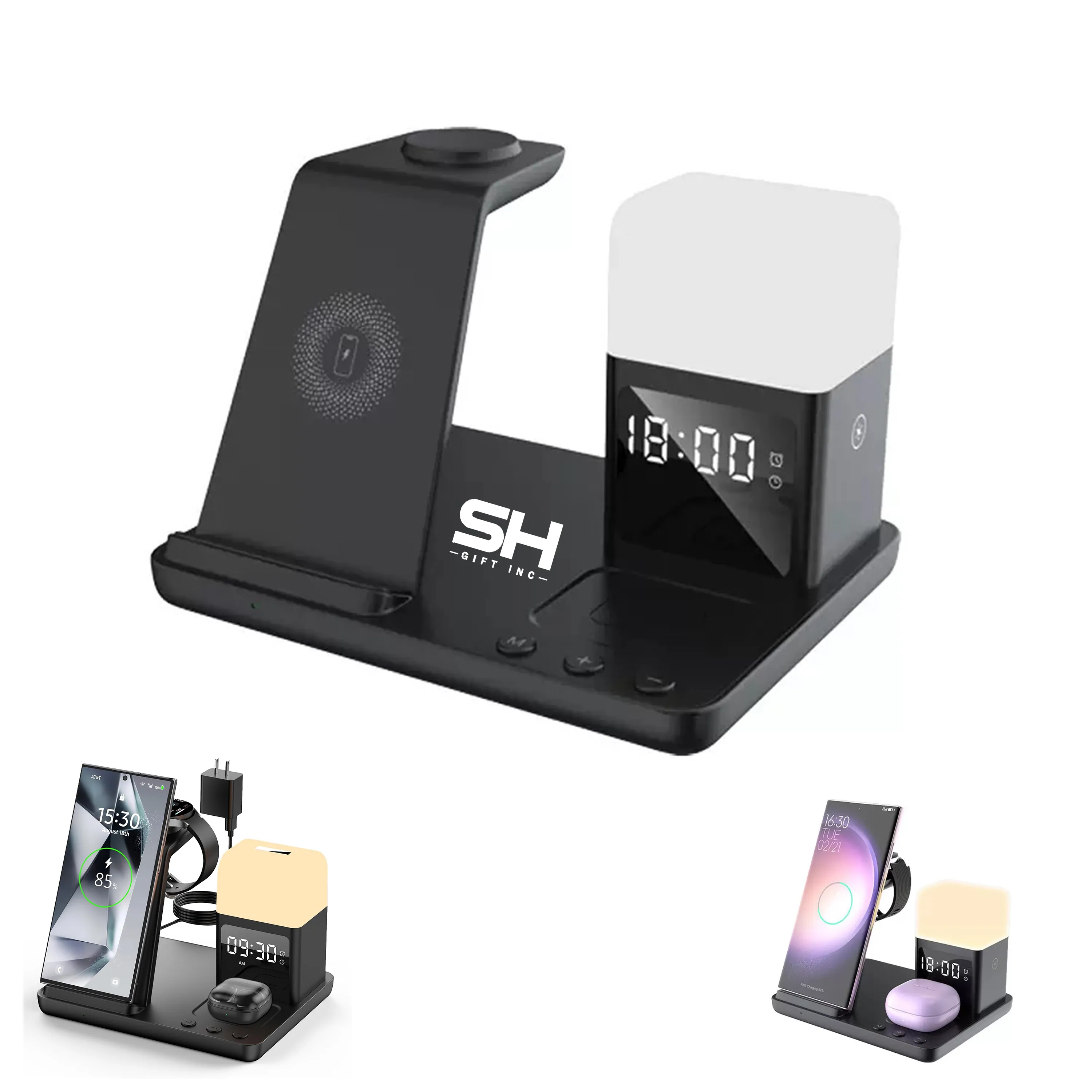 6 in 1 Fast Watch Charger with Alarm Clock-Night Light 1