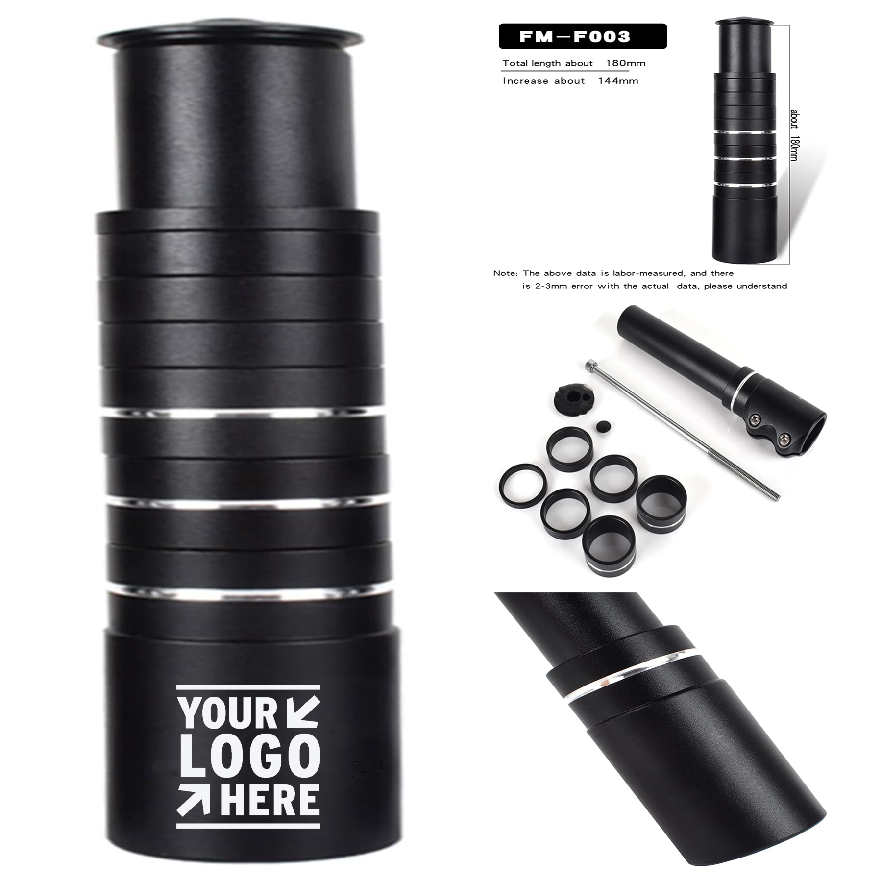 MTB Handlebar Stem Riser Fork Stem Extender for 1-1/8" 28.6mm Fork Mountain Bike 2