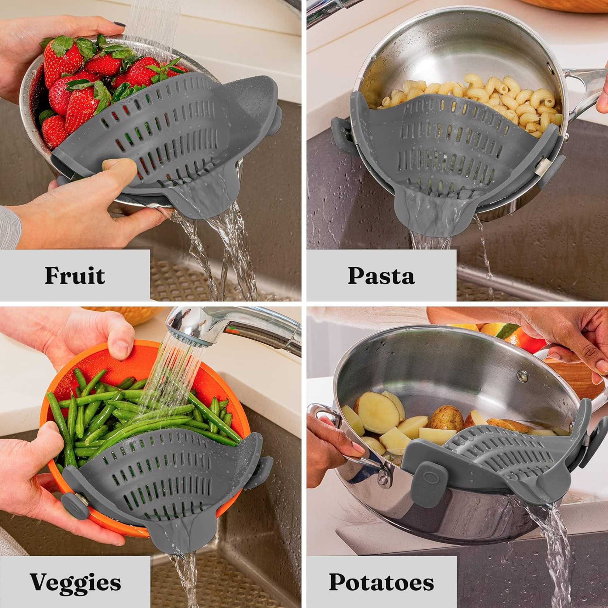 Adjustable Silicone Strainer For Pots, Pans, Bowls 4