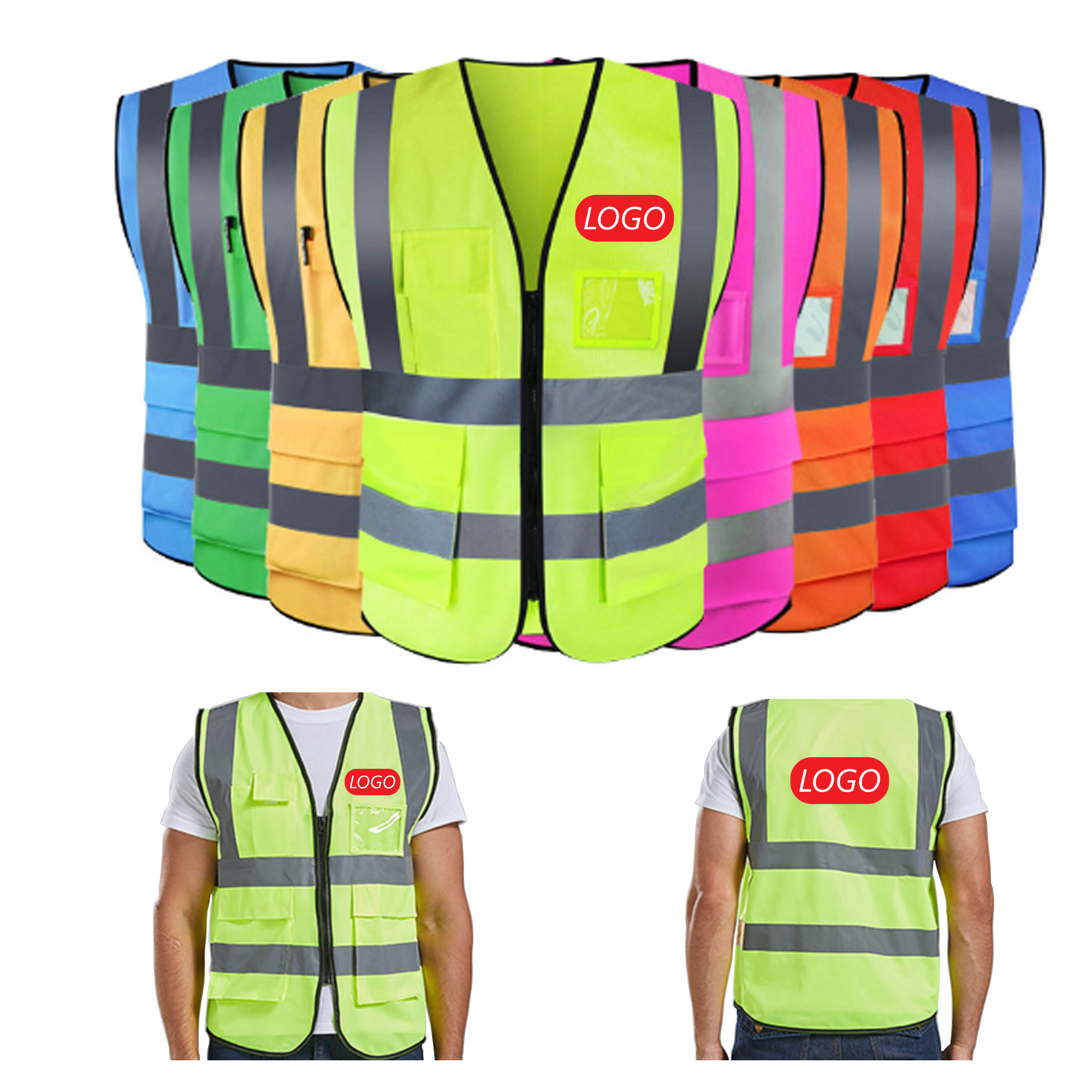 Multiple Pocket Reflective Safety Vest 7