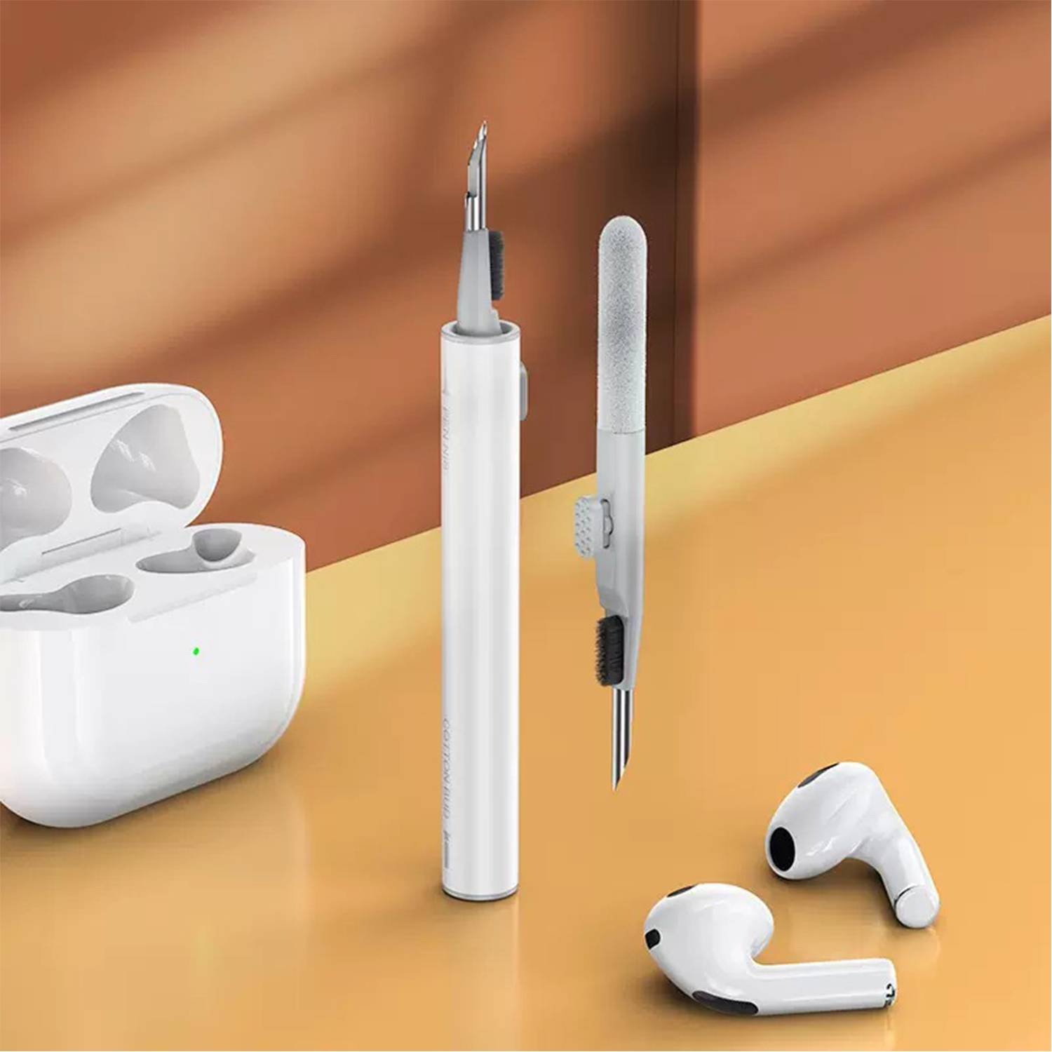 3-in-1 Earphone Cleaner Pen with Soft Brush Flocking Sponge 2
