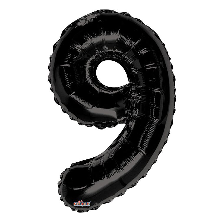 Mylar Number 9 Balloons - Black 34" 2