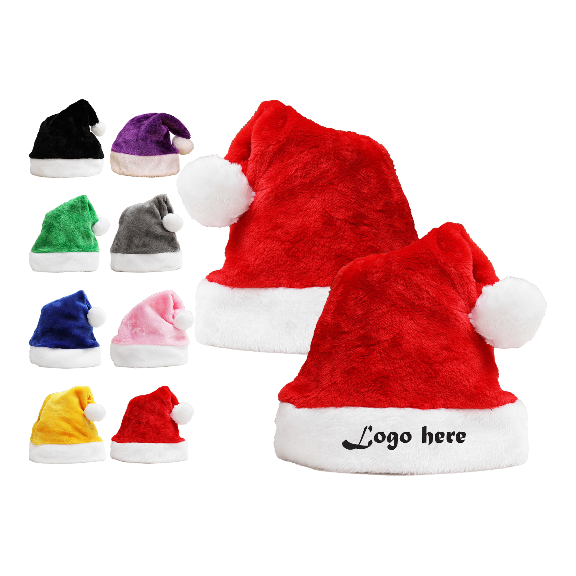 Embroidered Soft Short Plush Santa Hat 3