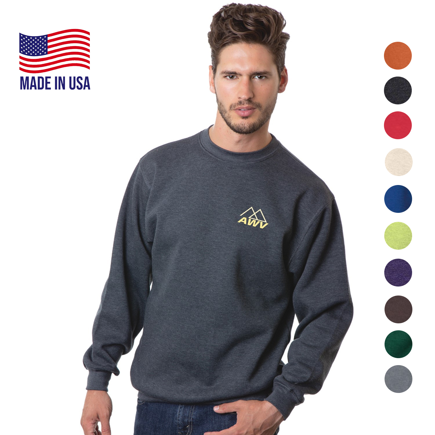 Made In USA 100% Pre-Shrunk Unisex crewneck Fleece 1