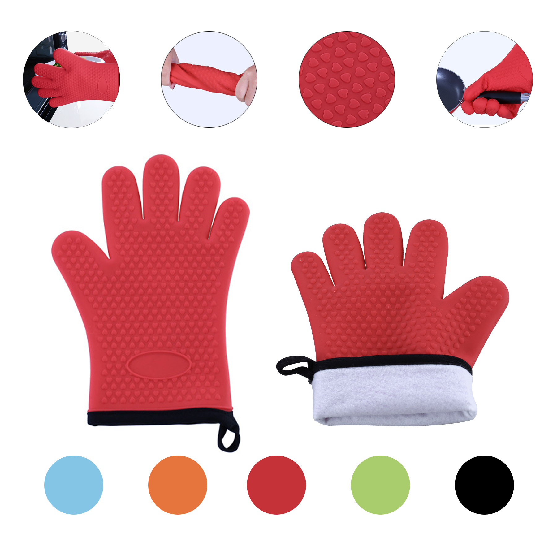 Thickened Silica Gel Oven Gloves 1