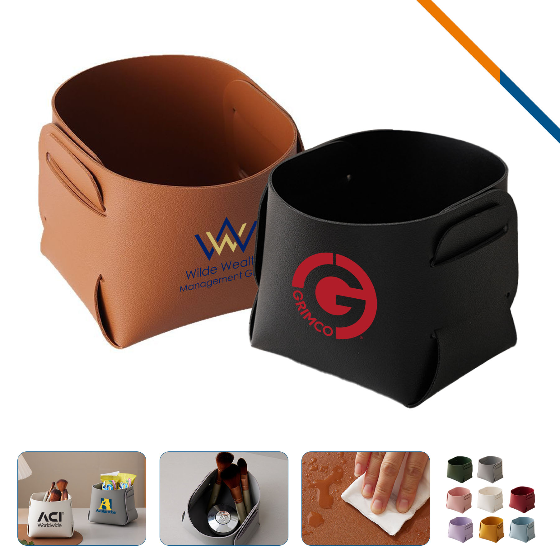 TidyLea PU Leather Foldable Desktop Storage Box 5