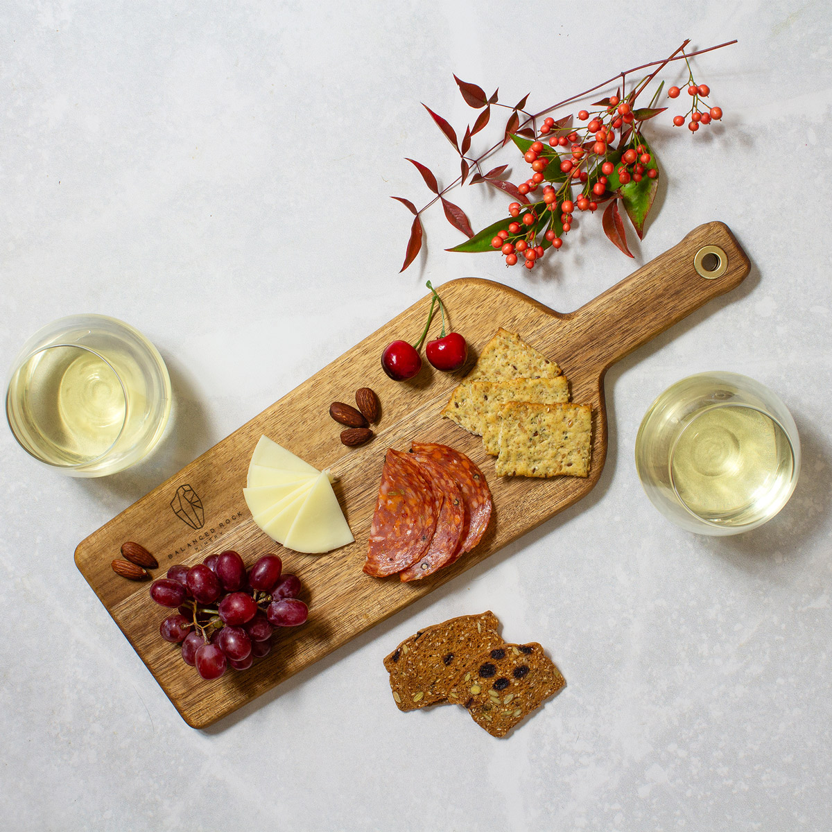 Rock & Branch® Acacia Wine Bottle Cutting and Serving Board 3