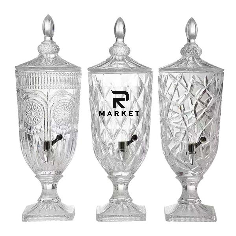 Clear Hammered Glass Jug Beverage Dispensers 2
