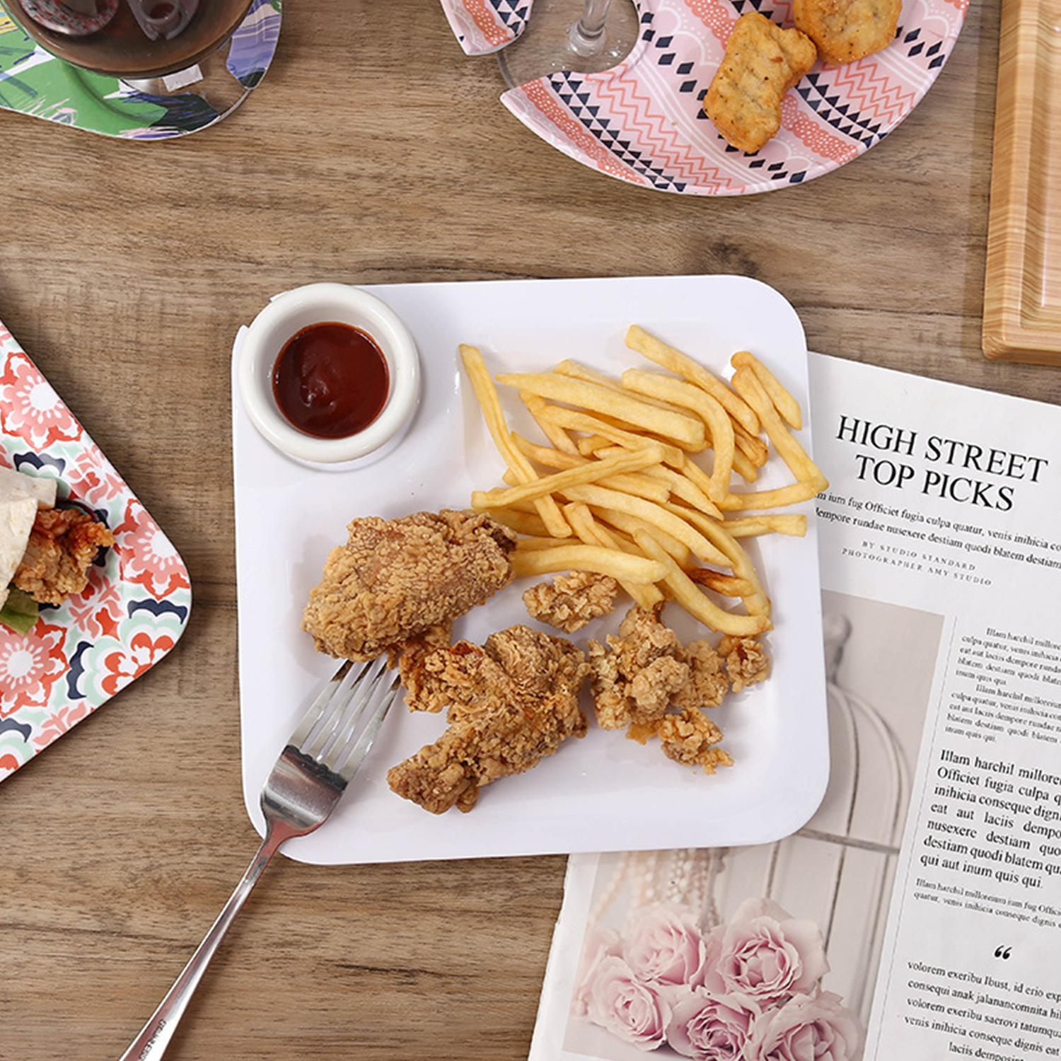 Melamine Appetizer Tray w/ Wine Glass Holder 5