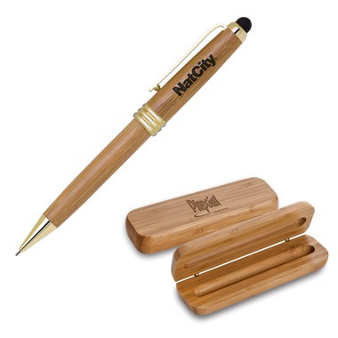 Eco-Friendly Bamboo Stylus Pencil Set (Gold Trim Pencil) 1