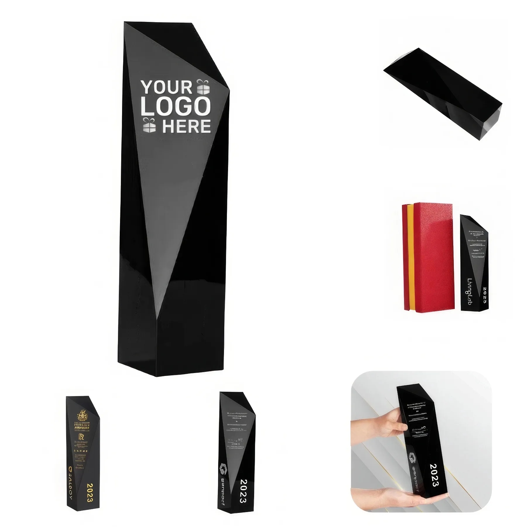 Personalized Black Crystal Trophy 3