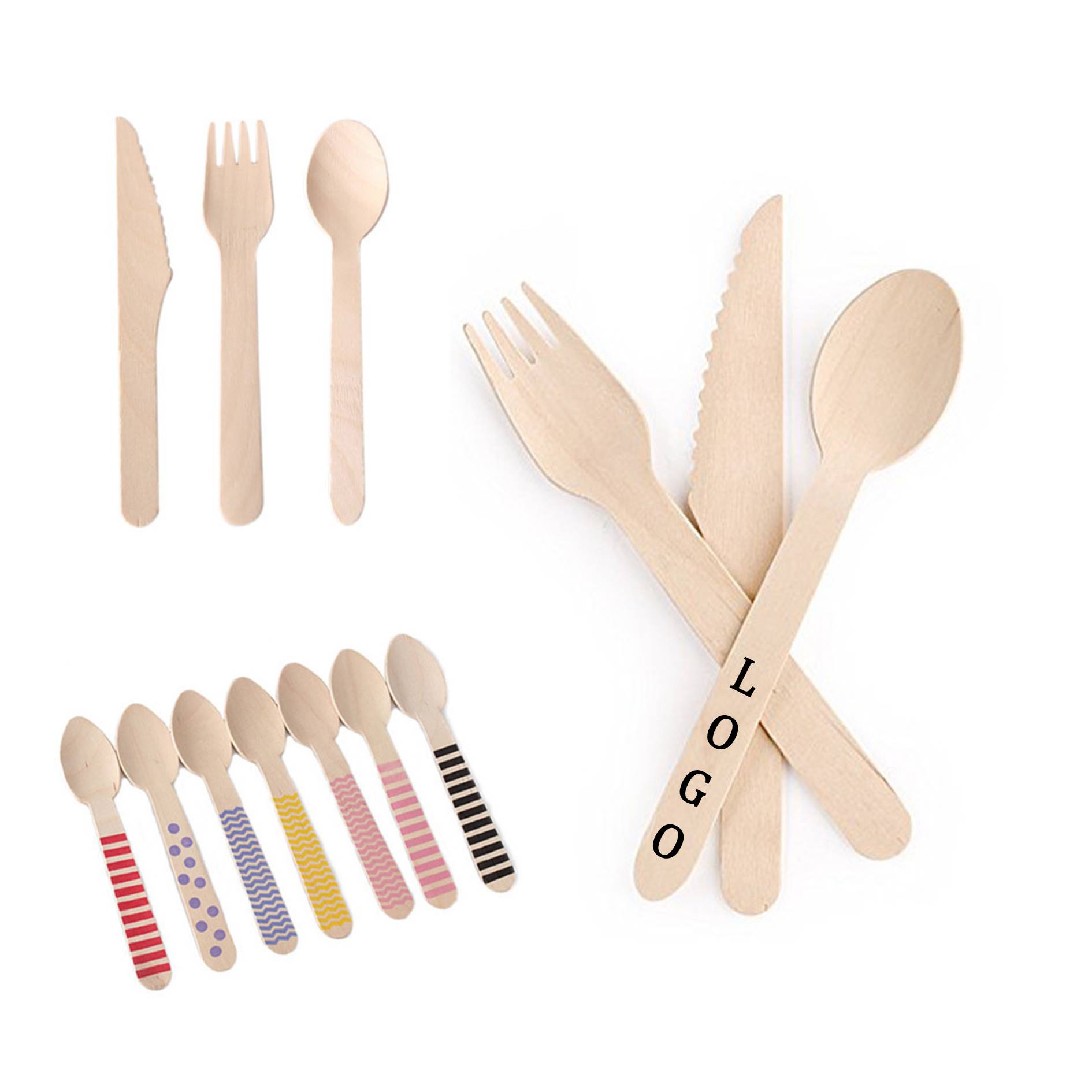 Custom Wooden Reusable Utensil Set 3