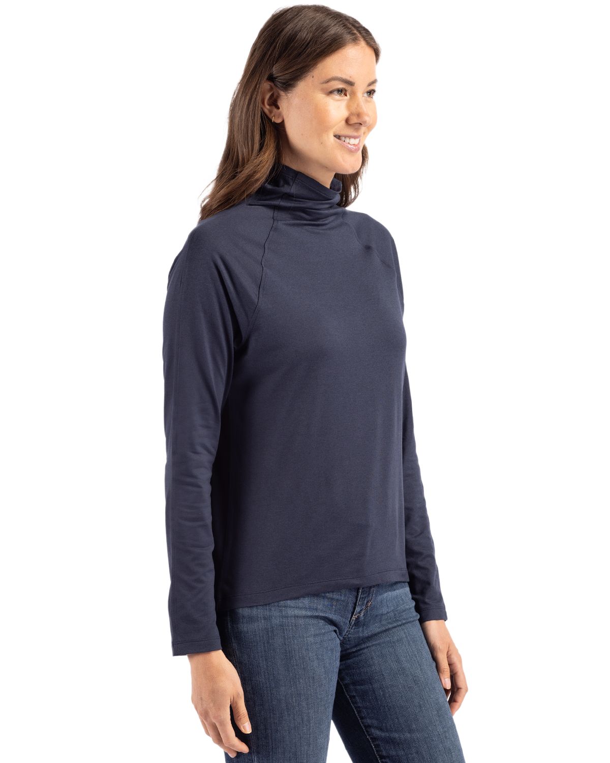 Cutter & Buck Coastline Recycled Double Peached Womens Funnel Neck Pullover 38