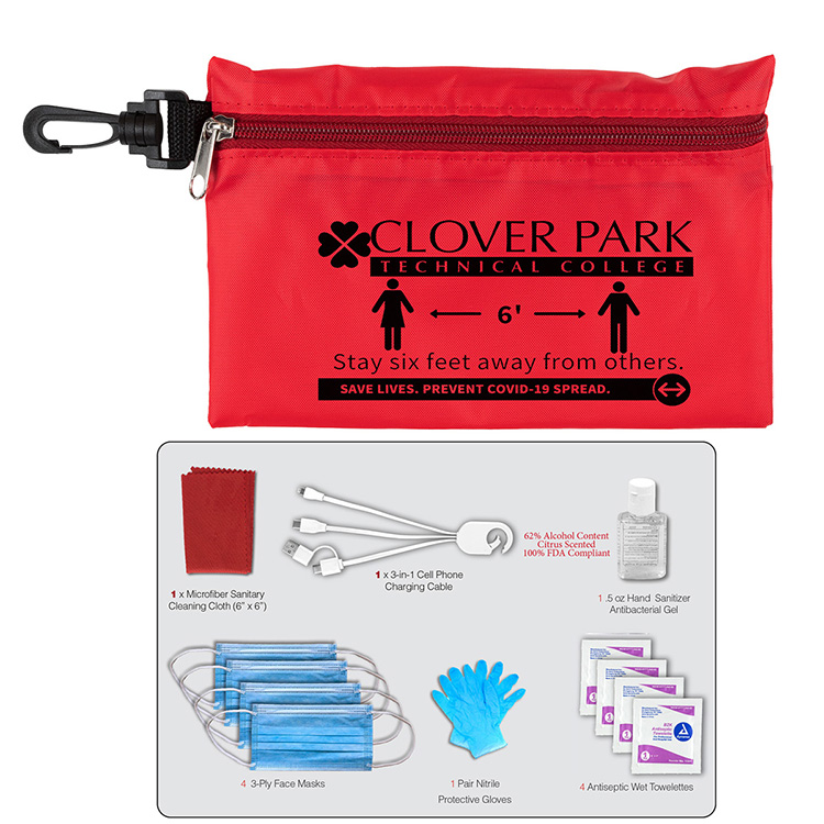 "Jupiter" 12 Piece Safety Kit in Zipper Pouch with Carabiner Attachment 3