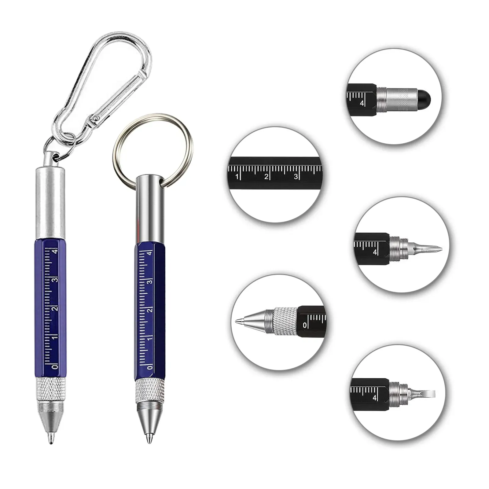 6 In 1 Keychain Multifunction Metal Ballpoint Pen 1