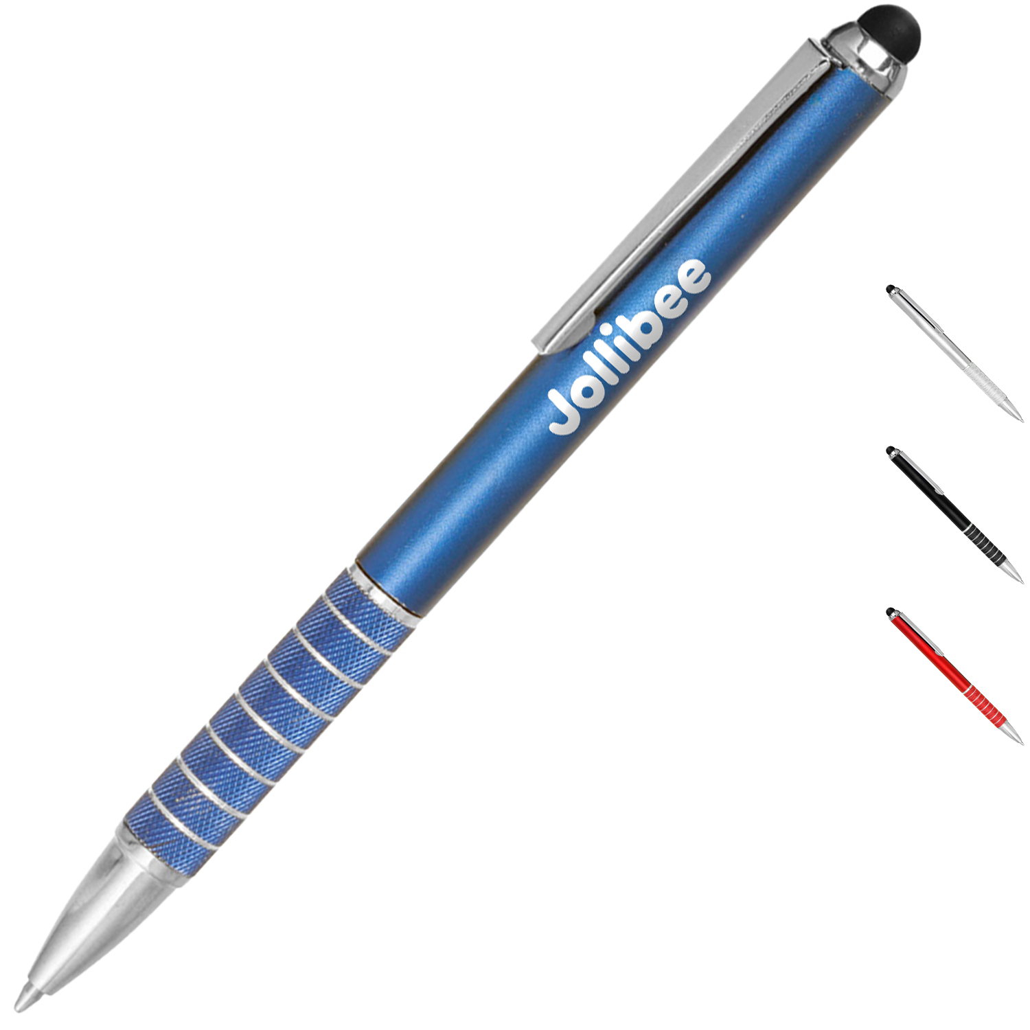 Twist Action Metal Pens w/ Stylus & Chrome Accent 2-in-1 Pen 2