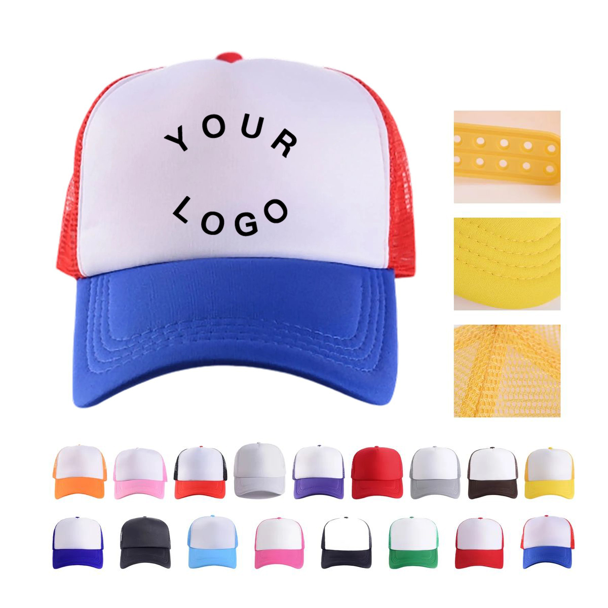 Classic Five Panel Foam Trucker Cap Adjustable Fit 4