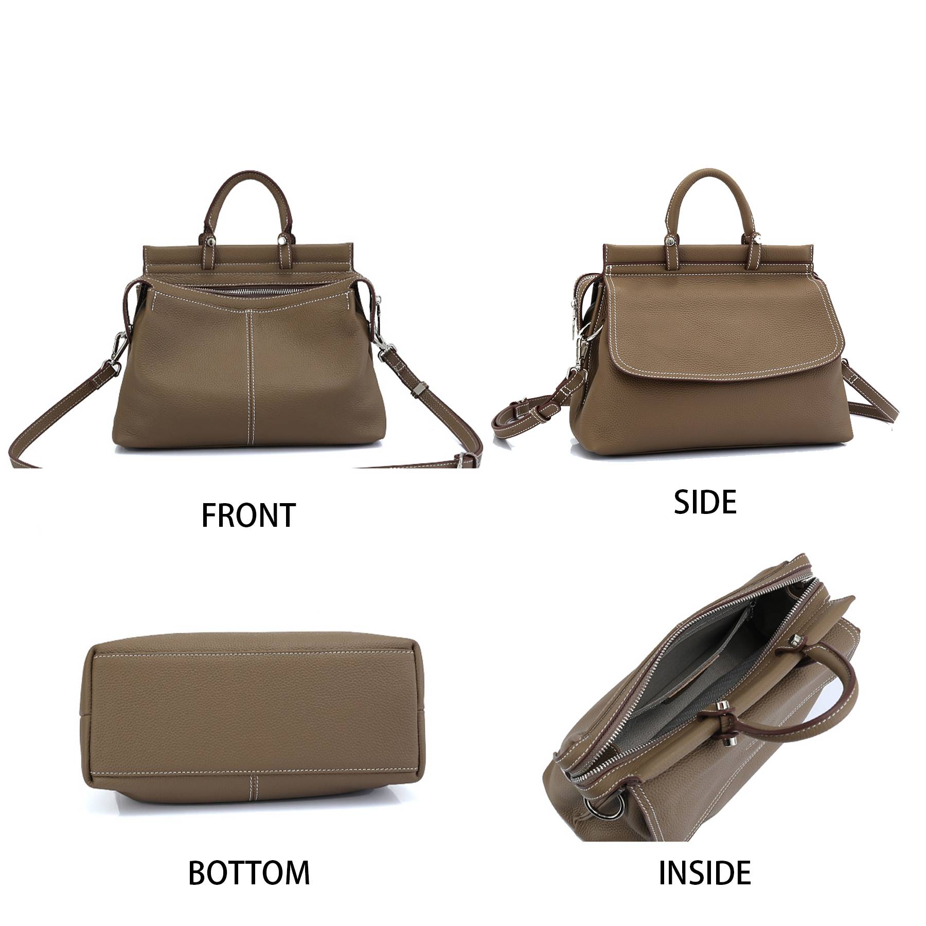 Genuine Leather Fashionable Large Crossbody Tote Bag 11