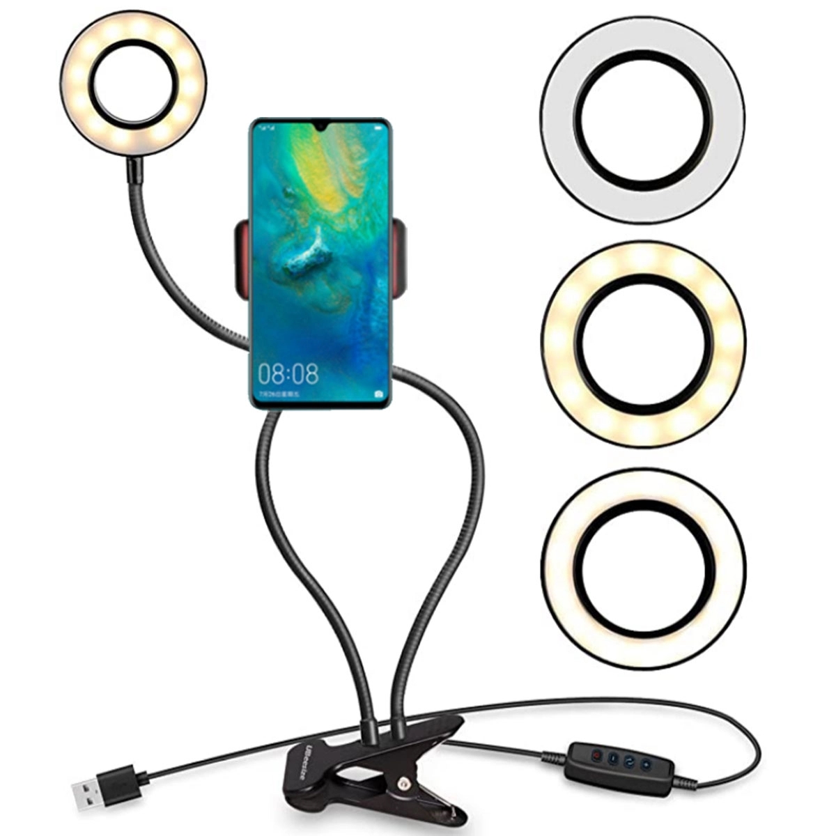 Adjustable 360 Rotating LED Ring Light With Phone Holder 5