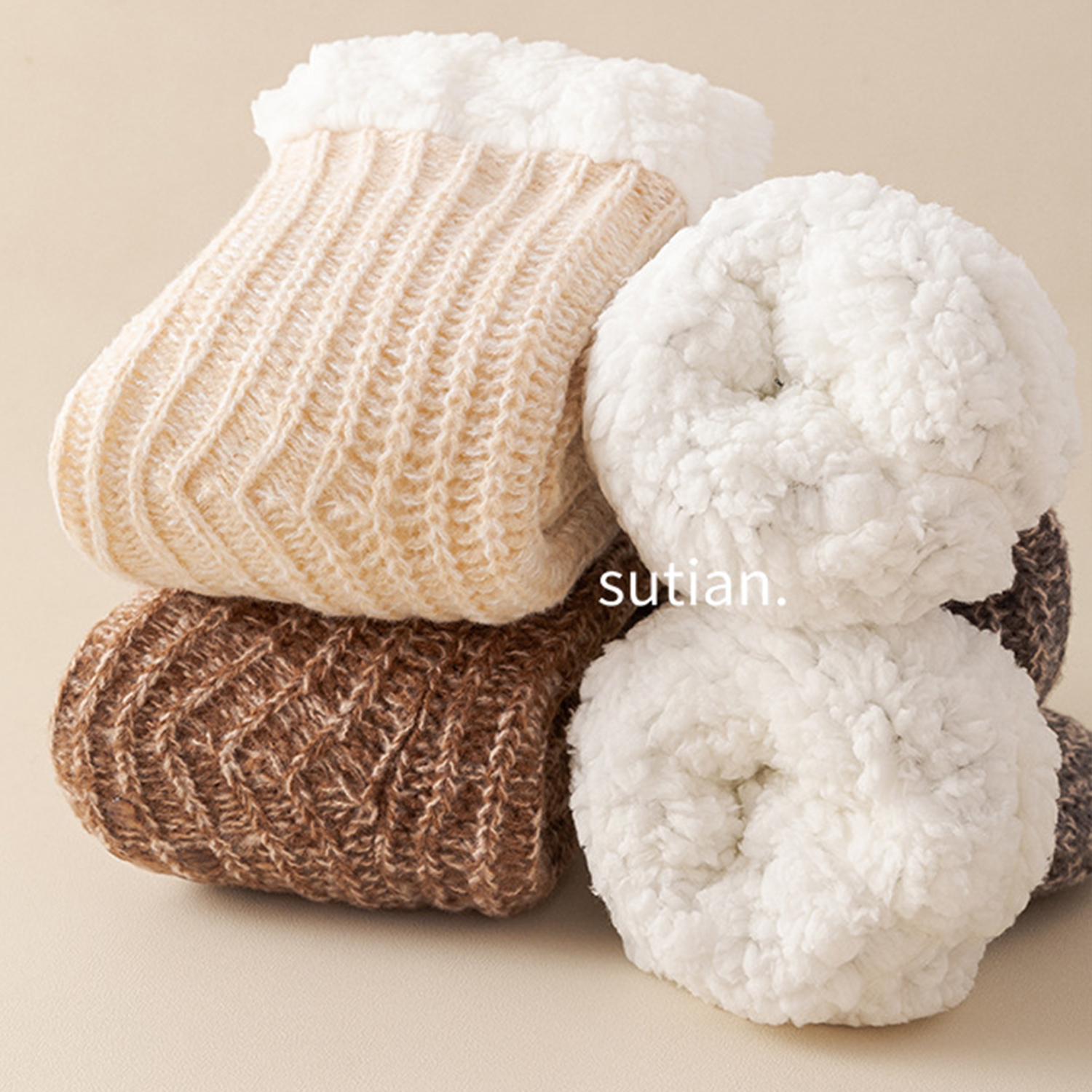 Women Home Slipper Socks Winter Fleece Soft 2
