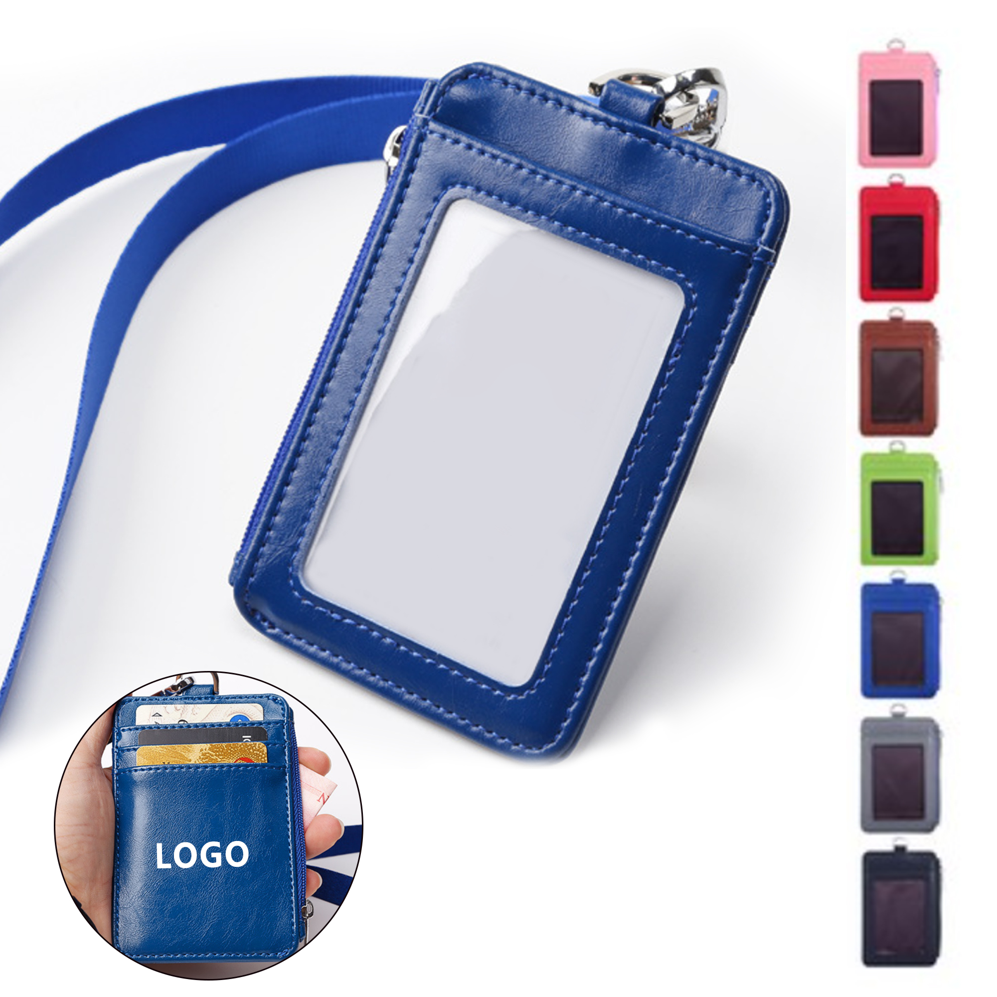 Leather Card Zippered Holder Id Badge Holders 2