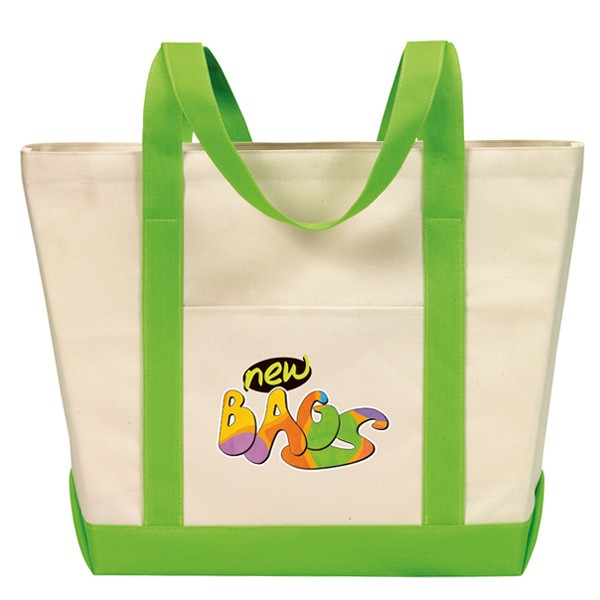 Two-Tone Boat Bag w/ Self Fabric Shoulder Handles 1