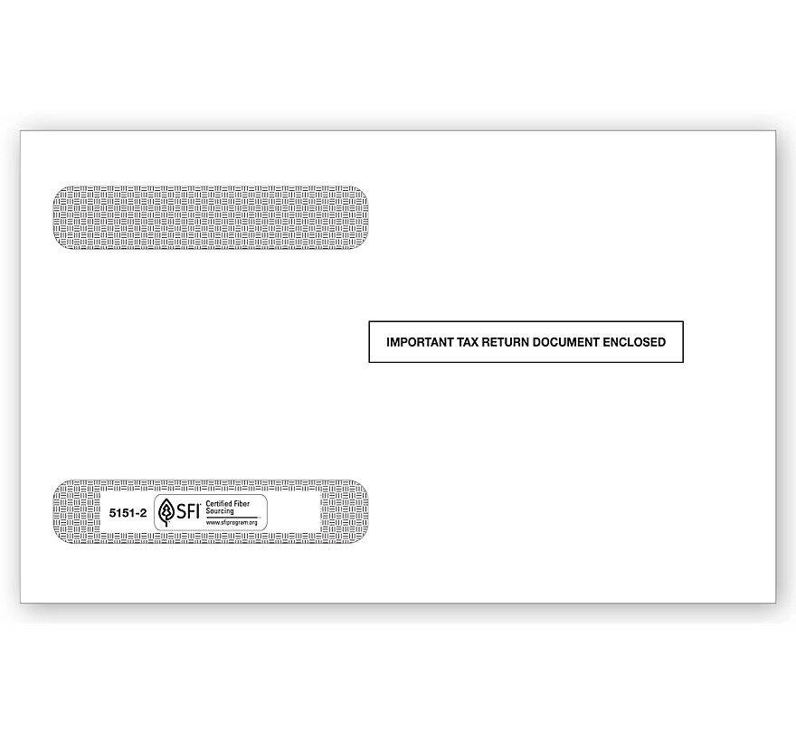 Double-Window Envelope, W-2, Self-Seal, 4-Up Horiz. 1