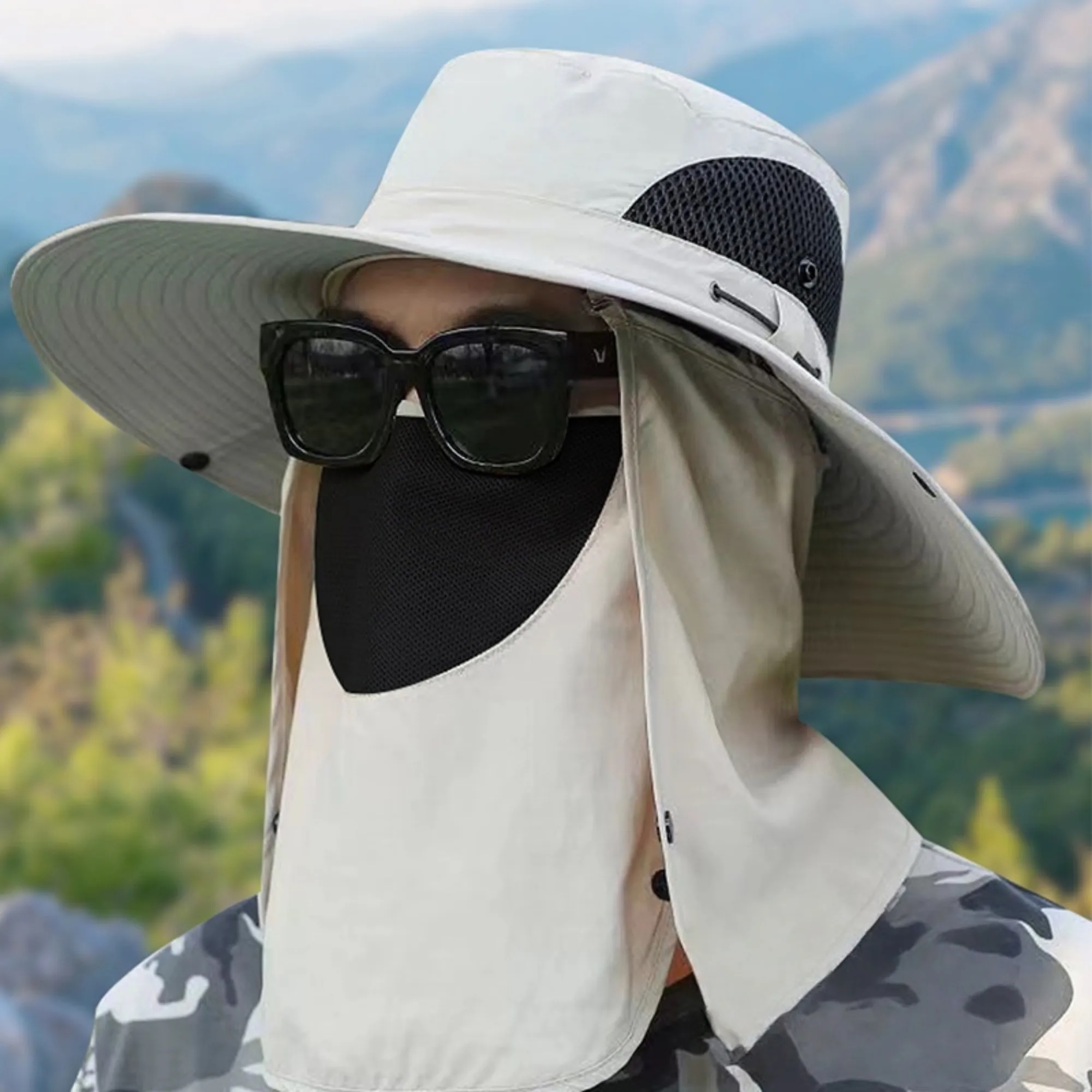 Fishing Wide Brim Hat with Face & Neck Cover 1