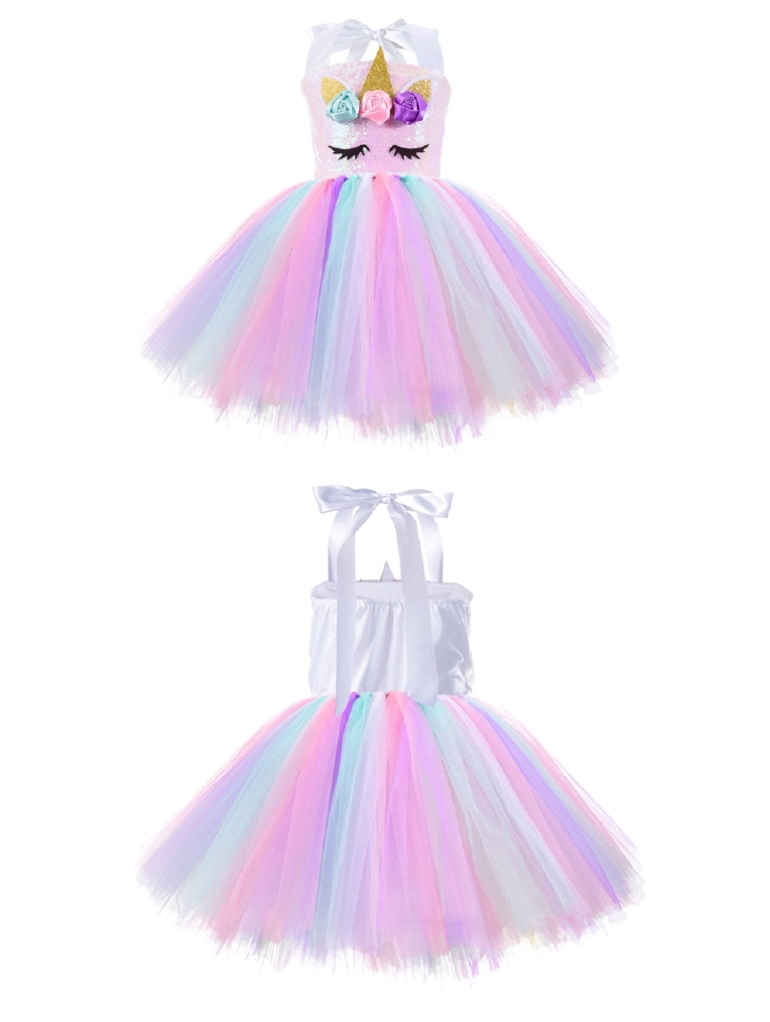 Unicorn Headband Sequined Skirt Princess Tutu Dress 2