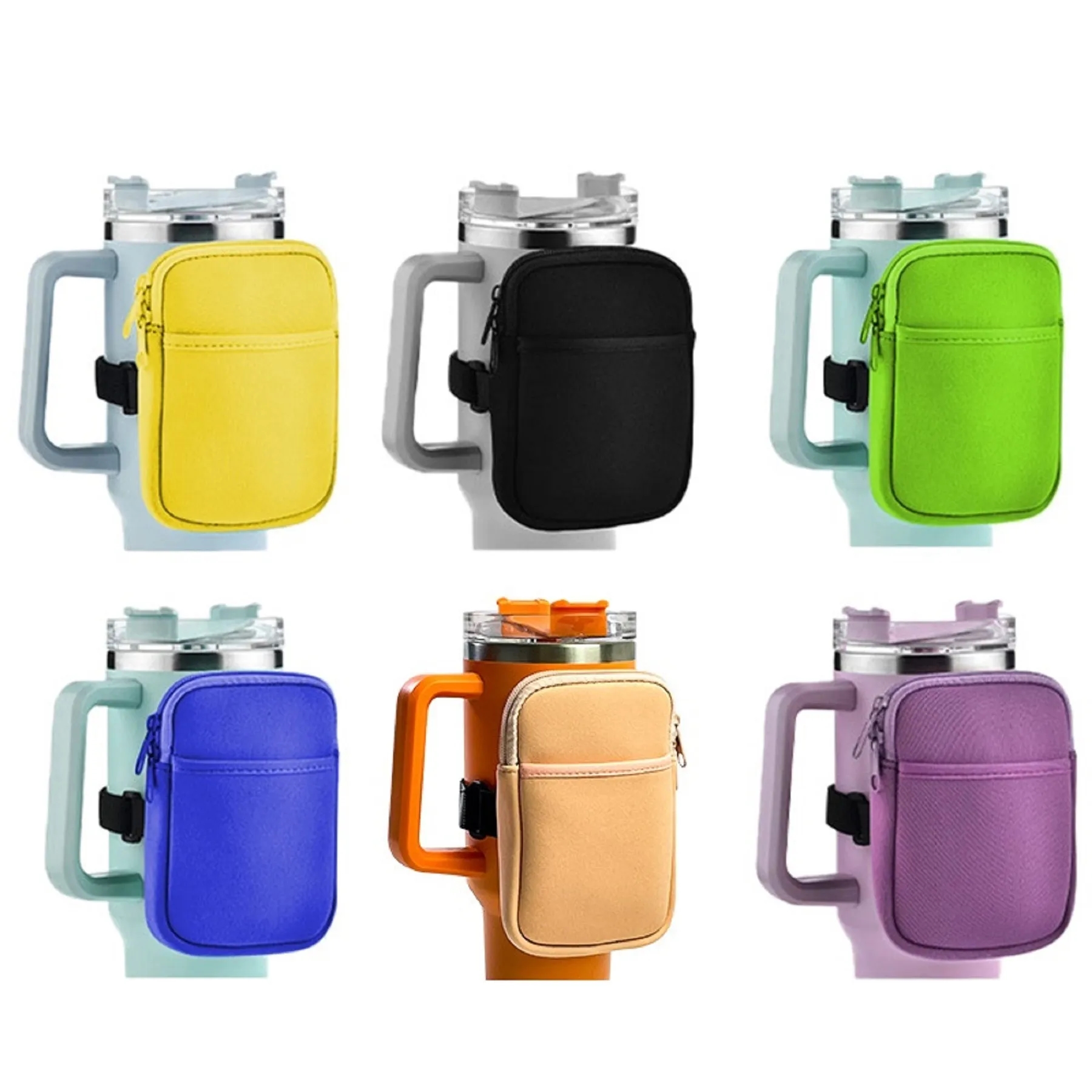 Neoprene 40 Oz Tumbler Arm Bag with Dual Pouch – Phone Holder Accessory for Handle Tumblers 12