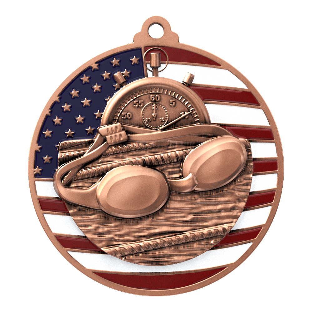 Swimming Patriotic Medallion (2-3/4") 9