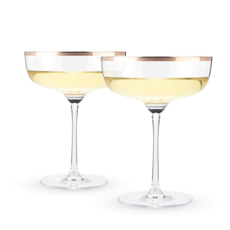 Twine Living® Copper Rim Crystal Coupe, set of 2 3