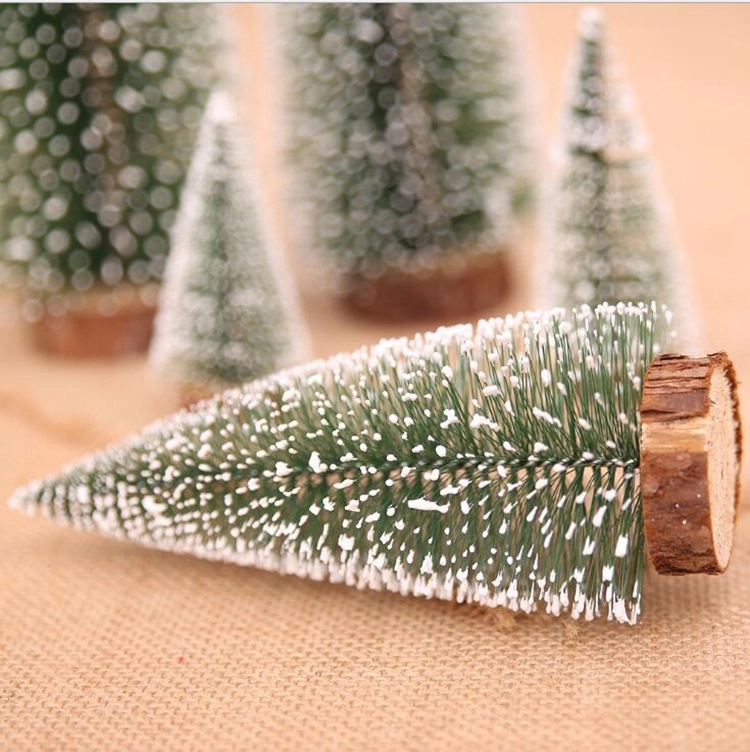 4'' Frosted Tree with Wood Look Base 2