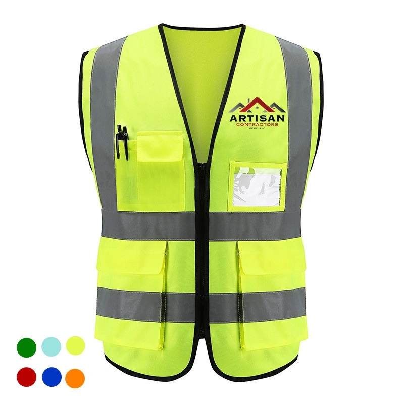 Safety Reflective Vest with Pockets and Zipper 2