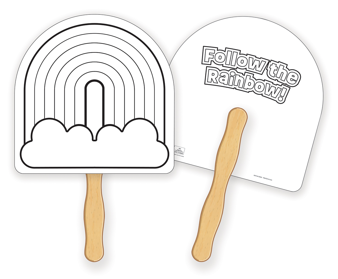 HAND FANS - Coloring Fan, Rainbow Shape 2