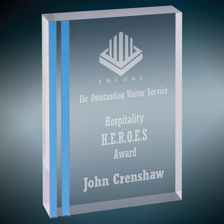 6" x 8" Blue Rectangle Acrylic Award