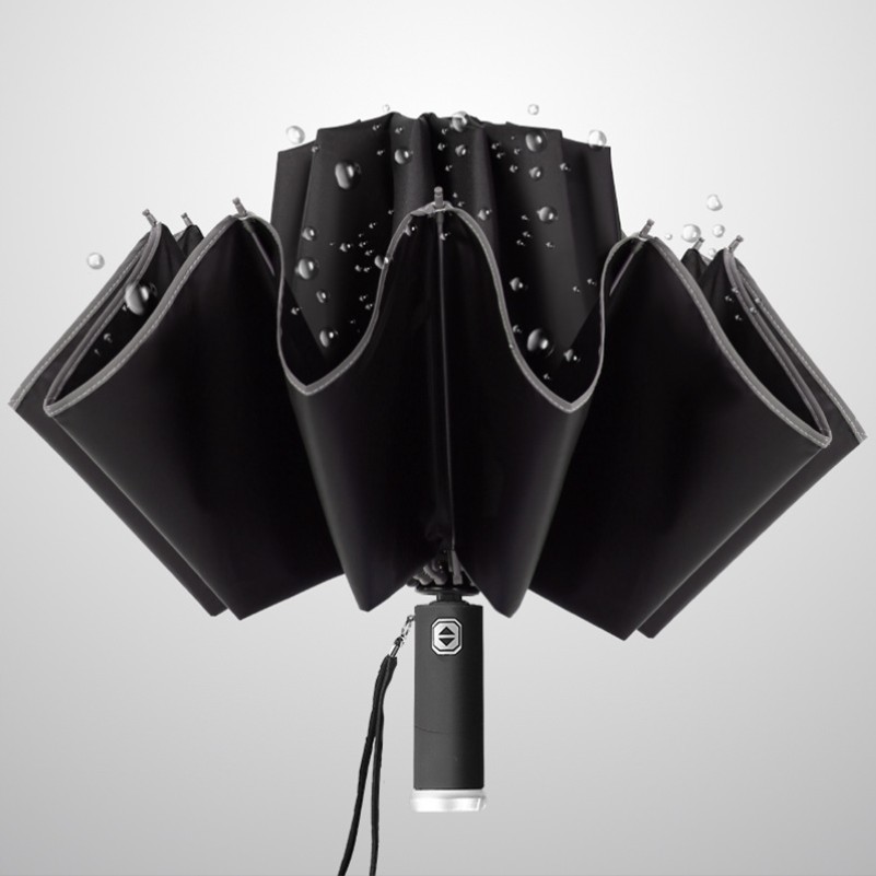 Automatic Compact Umbrella with LED Flashlight and Reflective Strip 8