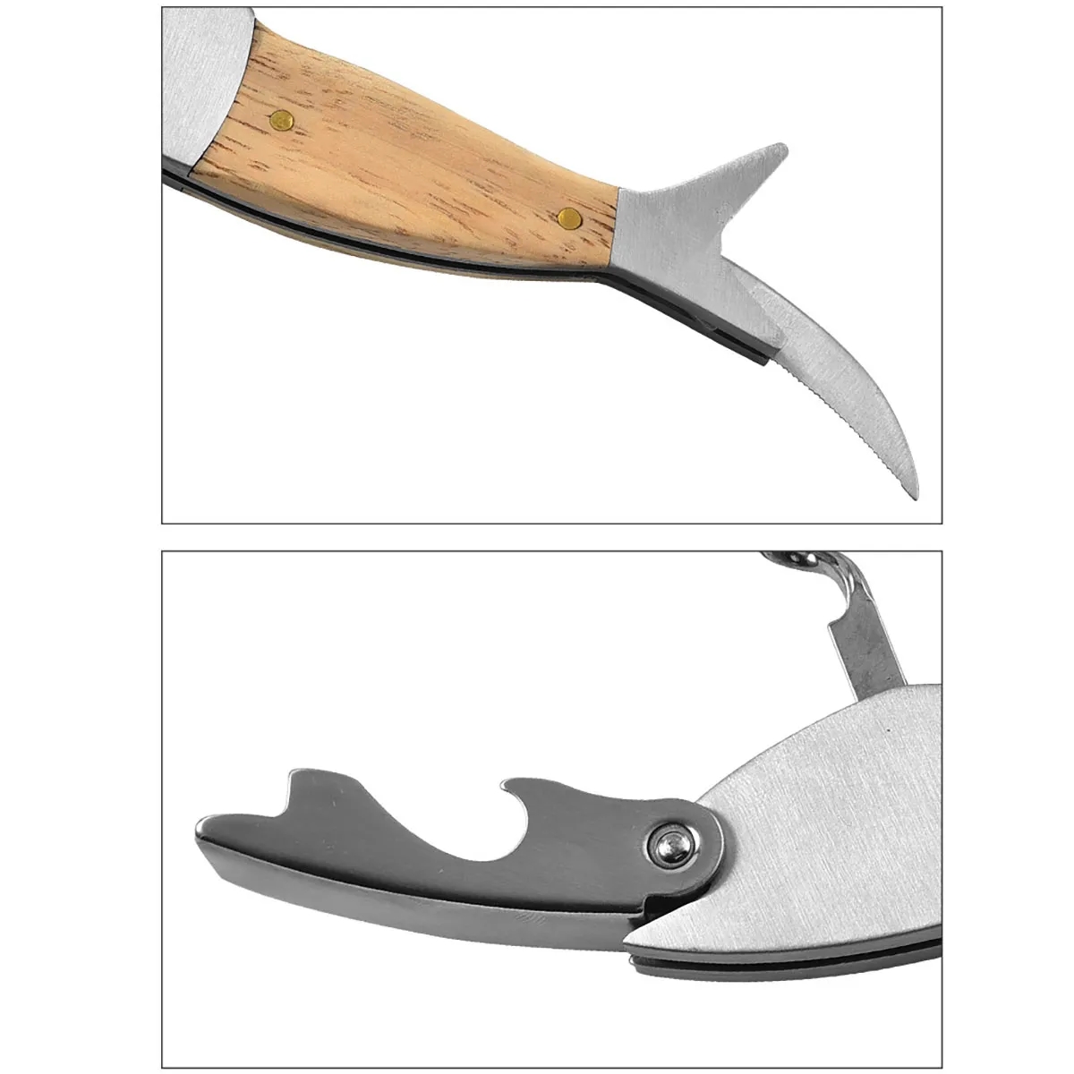 Multifunctional Bottle Wine Opener Fish Shape Folding Knife 7