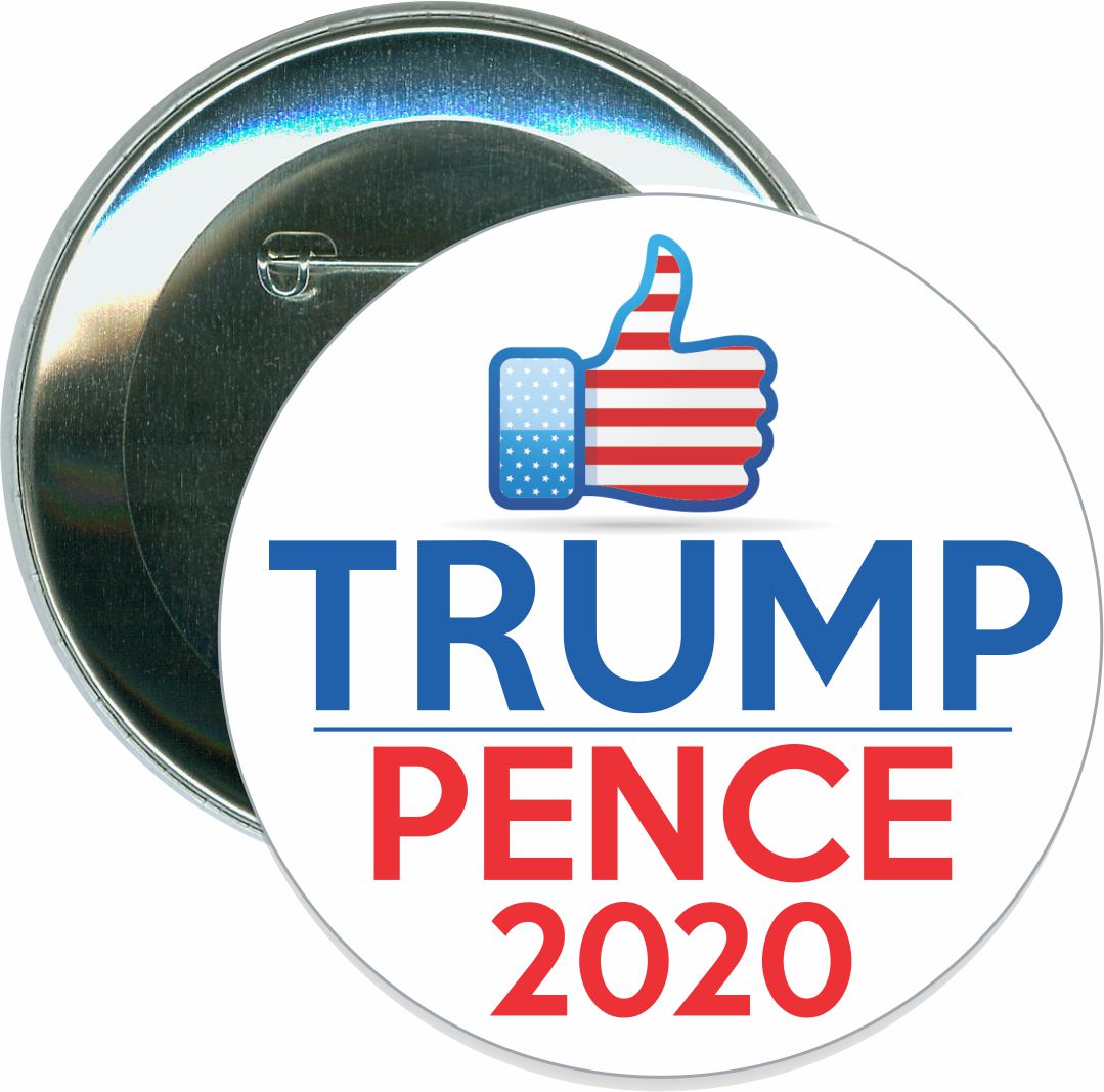 Trump 2020, Thumbs up Trump Pence, Political Button