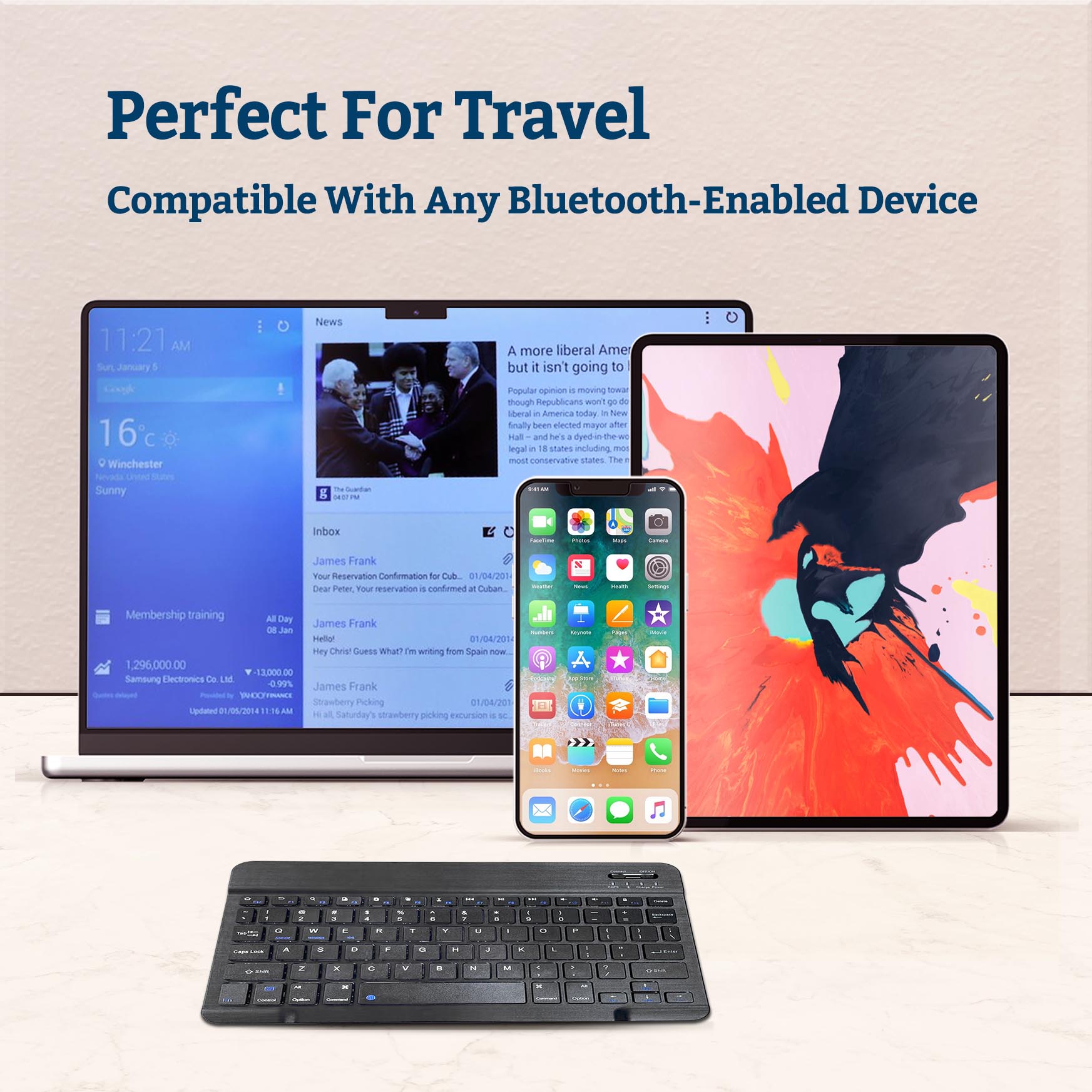 Free Shipping Mini Slim Bluetooth 3.0 Wireless keyboard/ Rechargeable Portable 8