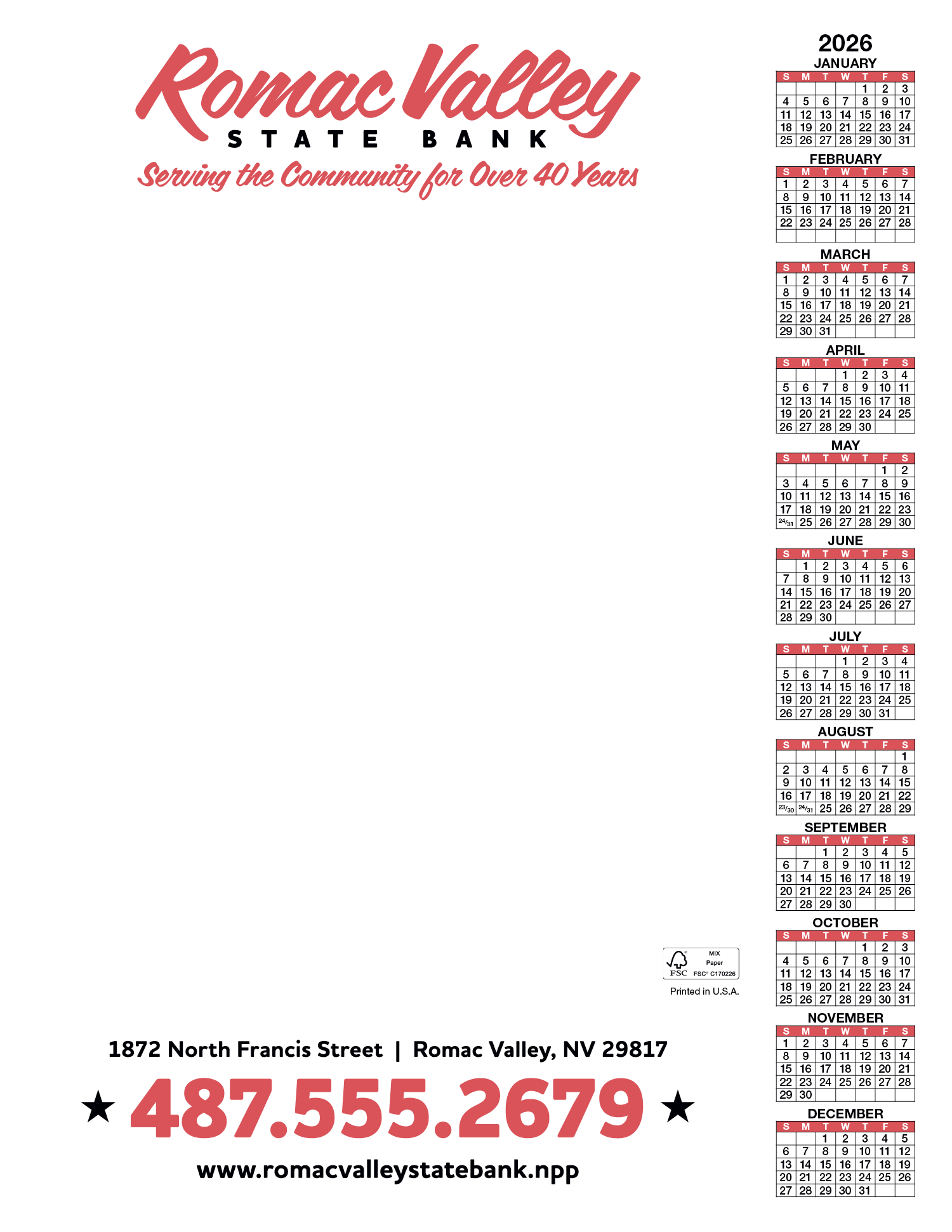 Skinner & Kennedy® Scratch Pad Calendar 30