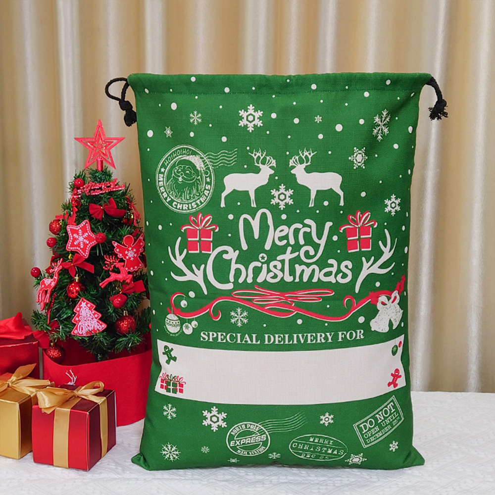 50x70CM Christmas Colored Canvas Gift Bag Drawstring Bag 5