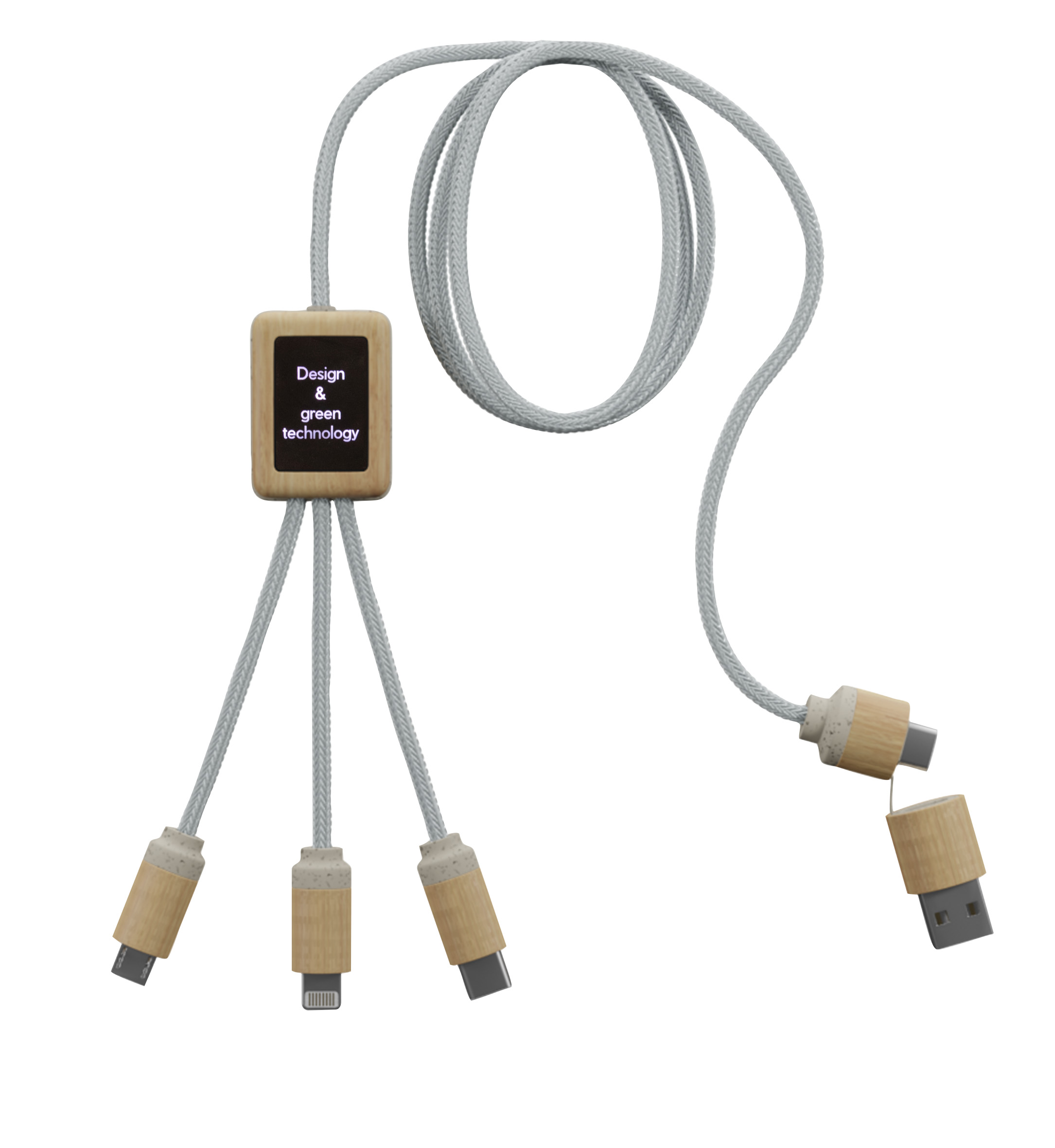 SCX Innovative Design™ 5-in-1 Bamboo Charging Cable 2A 5