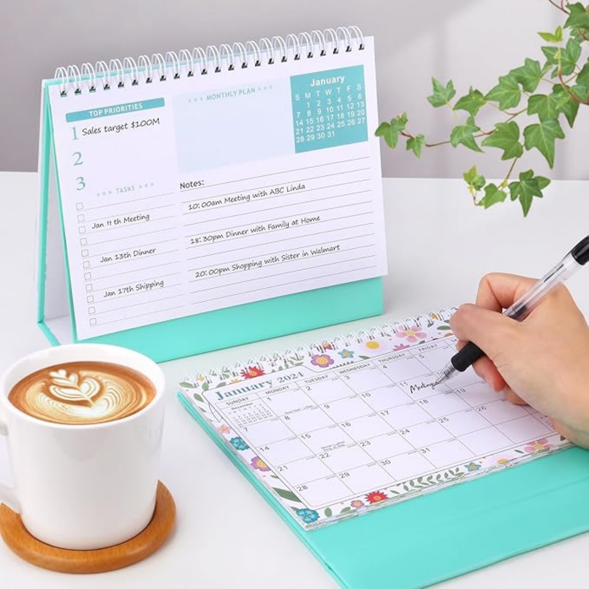18 Months 8"*3"*7" Flower Desk Calendar From Jan 2025 To June 2026 3