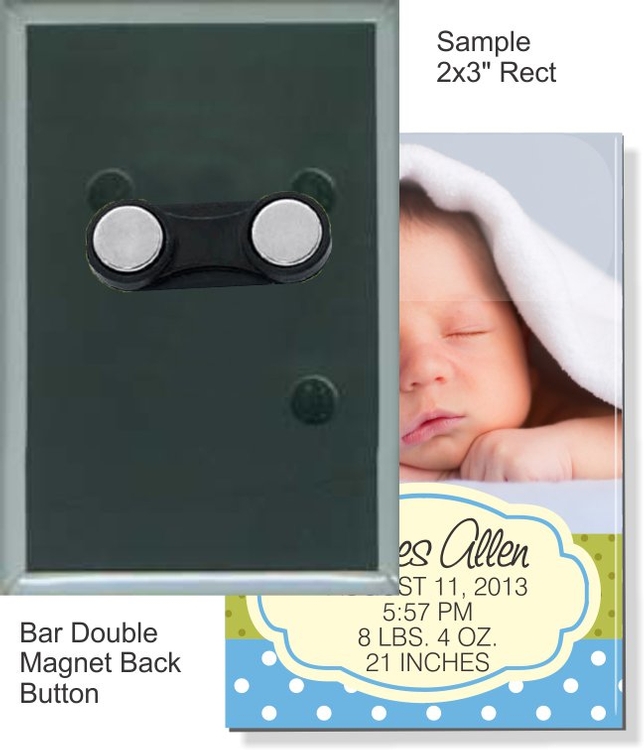 Bar Double Magnet 2 X 3 Inch Rectangular Button 2