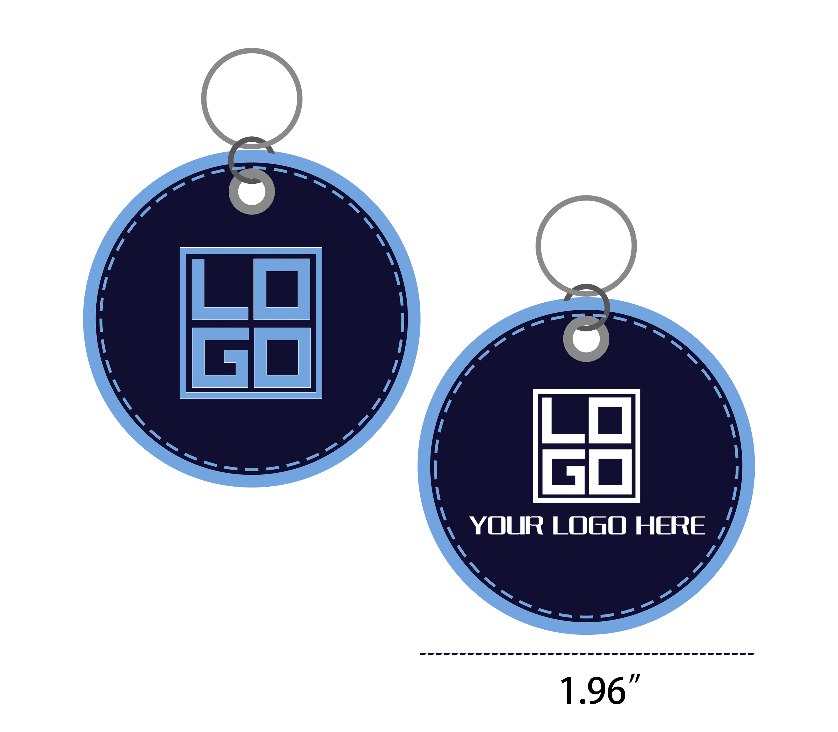 Custom-Made Leather Keychain Embroidered Design 3