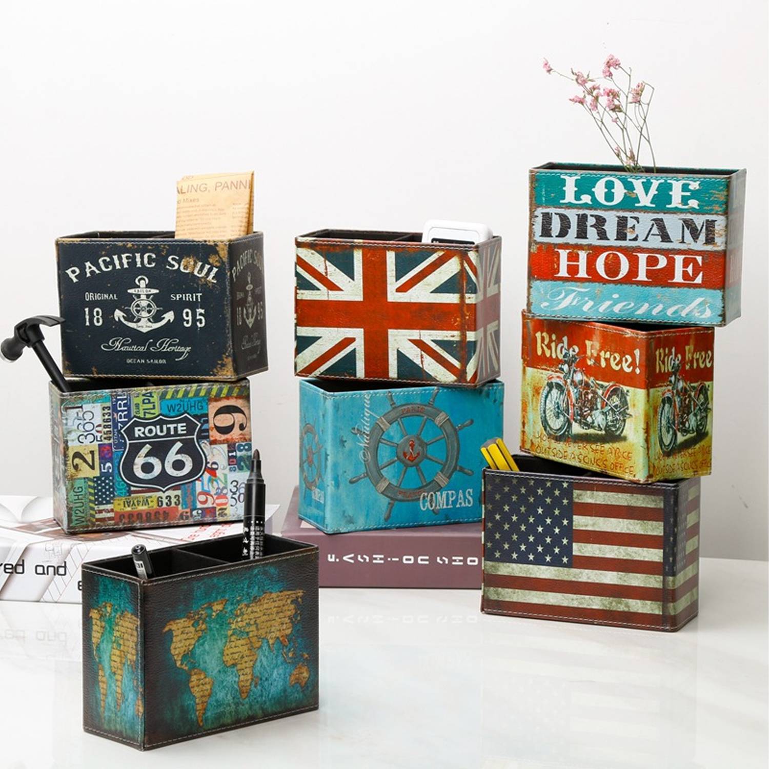 Pen holder, stationery, leather storage box 8